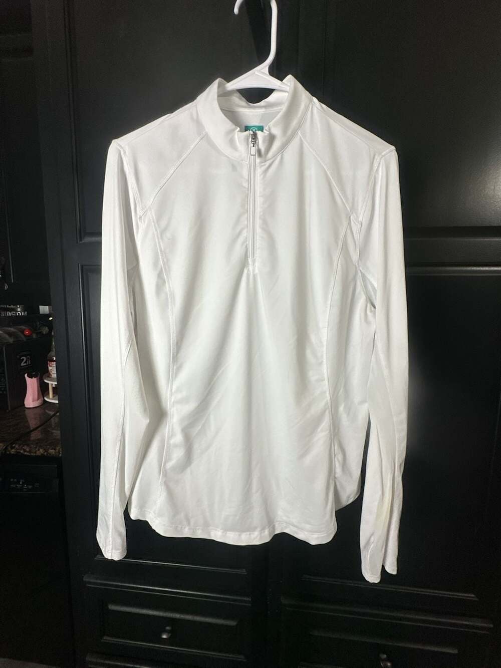 Pro Tour Coolplay Women's White Long Sleeve 1/2 Zip Golf Pullover Size L#1051